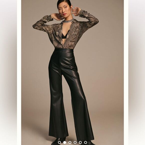 NWT Anthropologie Hutch FAUX LEATHER PANTS Black Size 10 - Picture 16 of 16